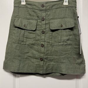 Green Button-Front Skirt